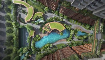 Lentor Hills Residences top down view pool & facilities